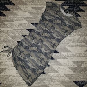 Bebe Ruched Dress Camoflouge Size Small